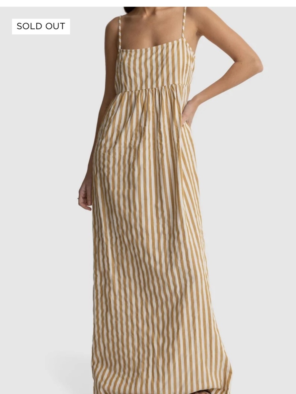 Rhythm Dress Womens Size 14 Goodtimes Maxi Camel Stripe Beachy Boho Resortwear
